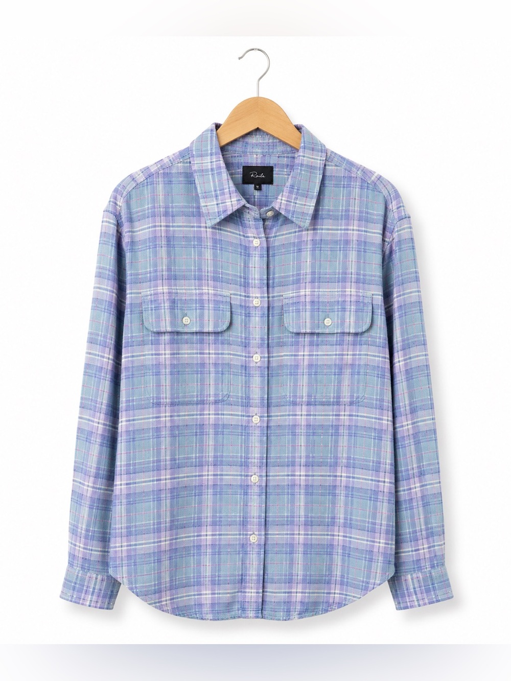 Vintage Liz Sport Plaid Button Down Shirt Blue Grunge Glam Oversized S